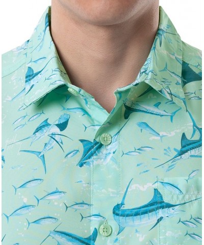 Men's Tonal Bills Short Sleeve Printed Fishing Shirt Blue $33.80 Shirts