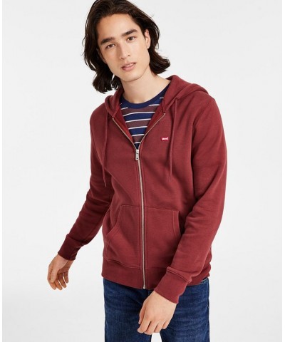 Men's Non-Graphic Zip-Up Standard Fit Hoodie Red $30.59 Sweatshirt