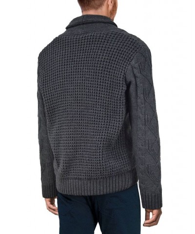 Men's Shawl Collar Cable Knit Cardigan Charcoal $32.99 Sweaters