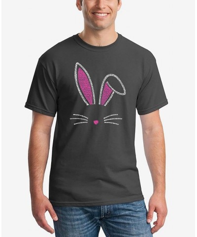 Men's Word Art Bunny Ears Short Sleeve T-shirt Gray $18.54 T-Shirts