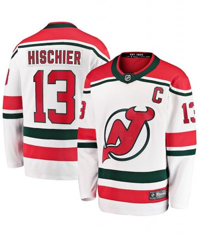 Men's Branded Nico Hischier White New Jersey Devils 2022/23 Heritage Premier Breakaway Jersey $42.30 Jersey