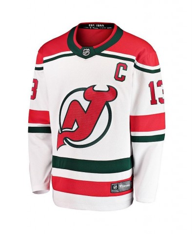 Men's Branded Nico Hischier White New Jersey Devils 2022/23 Heritage Premier Breakaway Jersey $42.30 Jersey