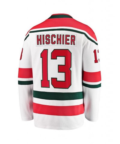 Men's Branded Nico Hischier White New Jersey Devils 2022/23 Heritage Premier Breakaway Jersey $42.30 Jersey