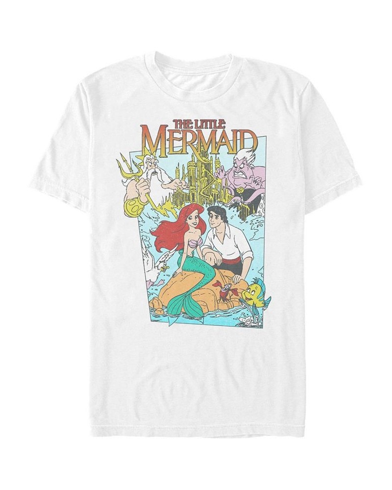 Disney Men's The Little Mermaid Vintage Movie Cover Short Sleeve T-Shirt White $14.35 T-Shirts