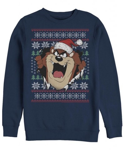 Men's Looney Tunes Taz Ugly Sweatshirt Blue $26.38 Sweatshirt