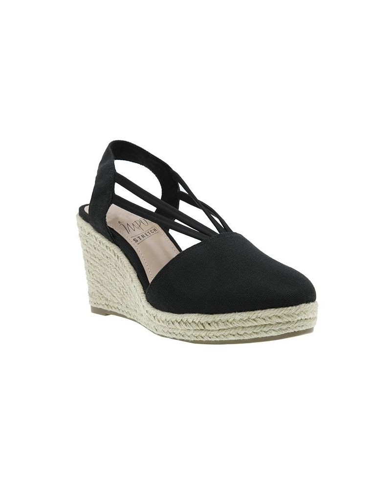 Taedra Espadrille Platform Wedges Black $34.87 Shoes