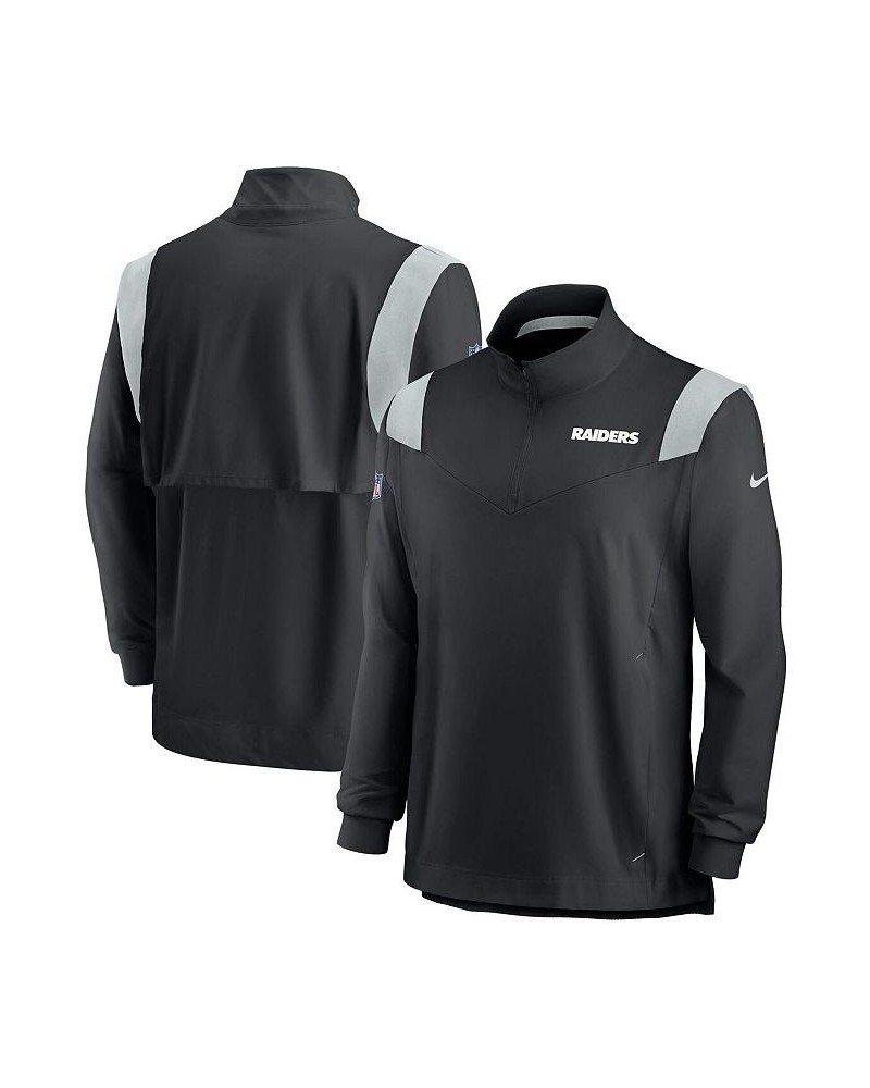 Men's Black Las Vegas Raiders 2021 Sideline Coaches Repel Quarter-Zip Jacket $38.49 Jackets