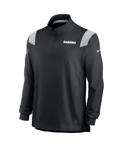 Men's Black Las Vegas Raiders 2021 Sideline Coaches Repel Quarter-Zip Jacket $38.49 Jackets