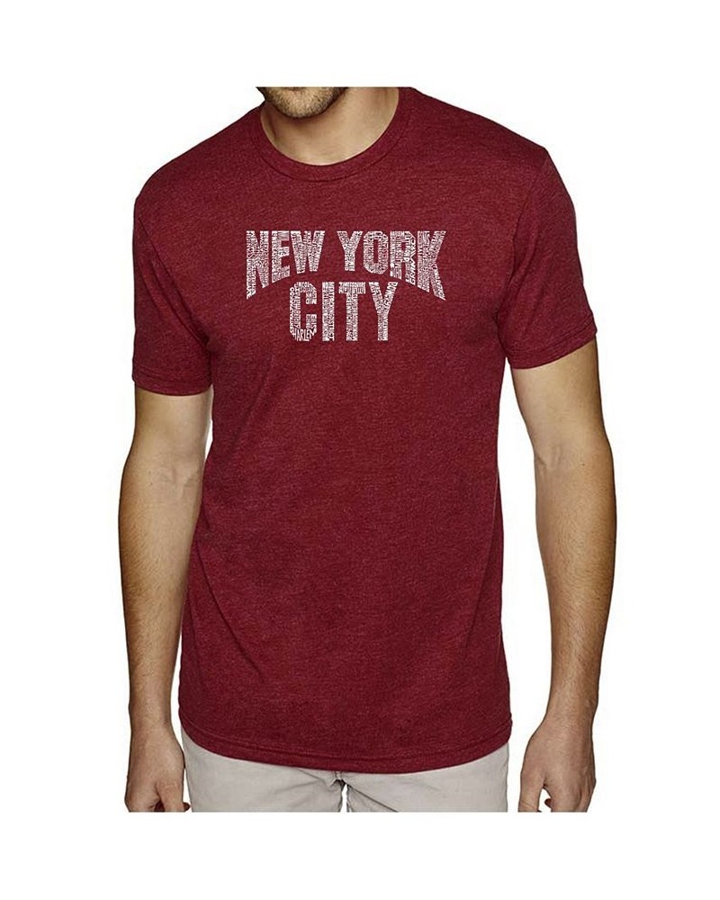 Mens Premium Blend Word Art T-Shirt - New York City Neighborhoods Red $23.39 T-Shirts