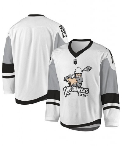 Men's White, Gray Calgary Roughnecks Sublimated Replica Jersey $42.24 Jersey