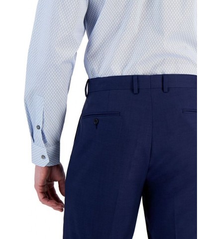 Men's Regular Fit 2-Way Stretch Stain Resistant Honeycomb Dress Shirt Blue White $16.40 Dress Shirts