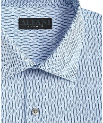 Men's Regular Fit 2-Way Stretch Stain Resistant Honeycomb Dress Shirt Blue White $16.40 Dress Shirts