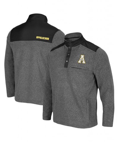 Men's Heathered Charcoal, Black Appalachian State Mountaineers Huff Snap Pullover $37.50 Sweatshirt