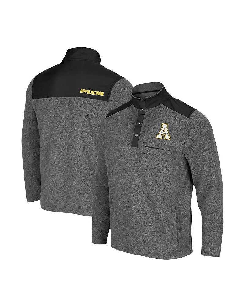 Men's Heathered Charcoal, Black Appalachian State Mountaineers Huff Snap Pullover $37.50 Sweatshirt