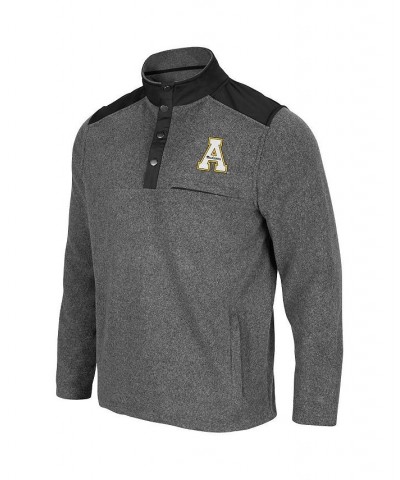 Men's Heathered Charcoal, Black Appalachian State Mountaineers Huff Snap Pullover $37.50 Sweatshirt