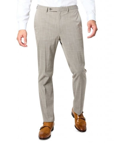 Men's Modern-Fit Sharkskin Stretch Suit Pants Tan/Beige $32.20 Suits