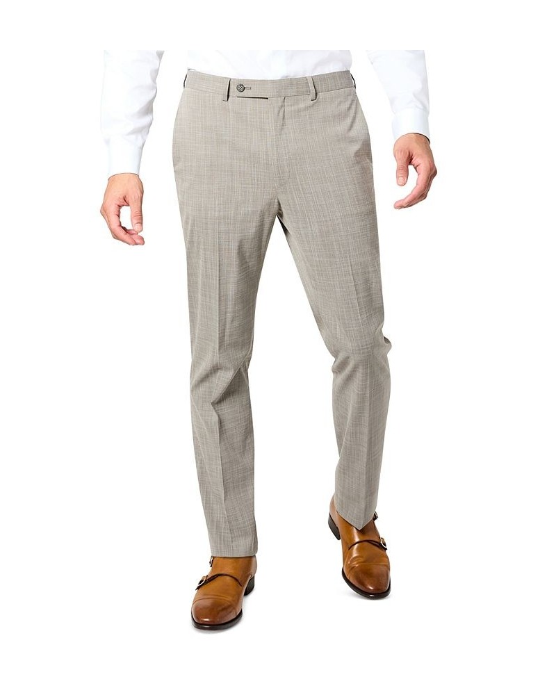 Men's Modern-Fit Sharkskin Stretch Suit Pants Tan/Beige $32.20 Suits