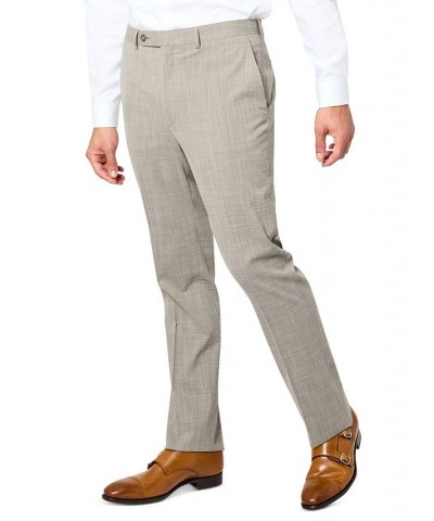 Men's Modern-Fit Sharkskin Stretch Suit Pants Tan/Beige $32.20 Suits