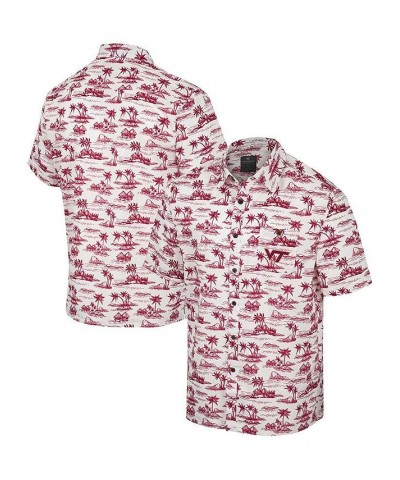 Men's White Virginia Tech Hokies Spontaneous is Romantic Camp Button-Up Shirt $32.25 Shirts