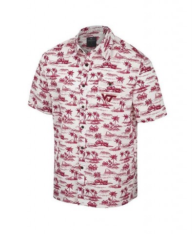 Men's White Virginia Tech Hokies Spontaneous is Romantic Camp Button-Up Shirt $32.25 Shirts