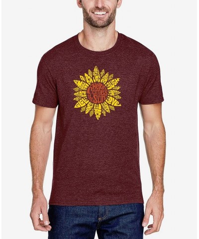 Men's Premium Blend Word Art Sunflower T-shirt Red $20.25 T-Shirts