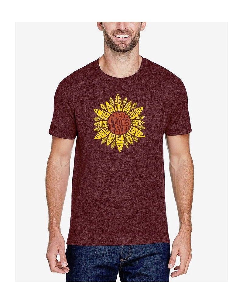 Men's Premium Blend Word Art Sunflower T-shirt Red $20.25 T-Shirts