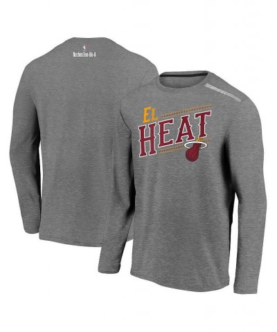 Men's Heather Charcoal Miami Heat 2021 Noches Ene-Be-A Authentic Shooting Long Sleeve T-shirt $24.75 T-Shirts