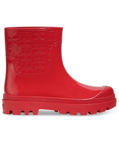 Women's Millie Embossed Pull-On Rain Booties Red $78.40 Shoes