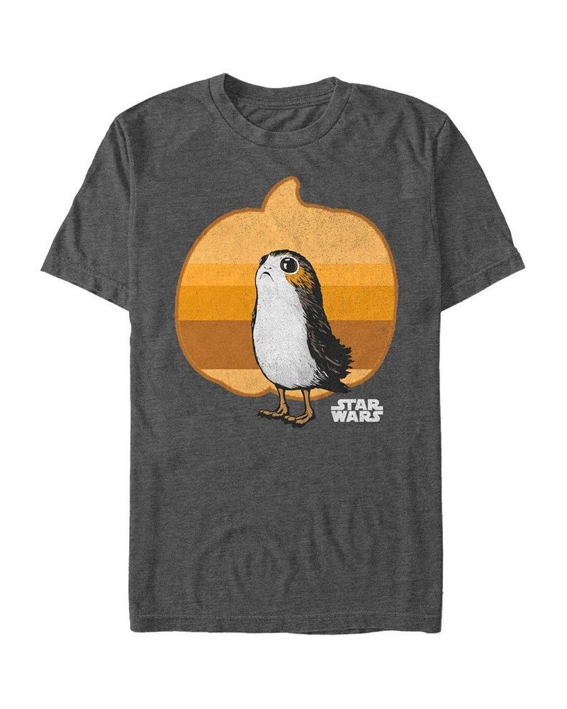 Star Wars Men's Pumpkin Porg Short Sleeve T-Shirt Gray $15.40 T-Shirts