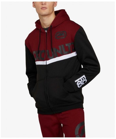 Men's Bold Statement Full-Zip Hoodie Red Overflow $37.84 Sweatshirt