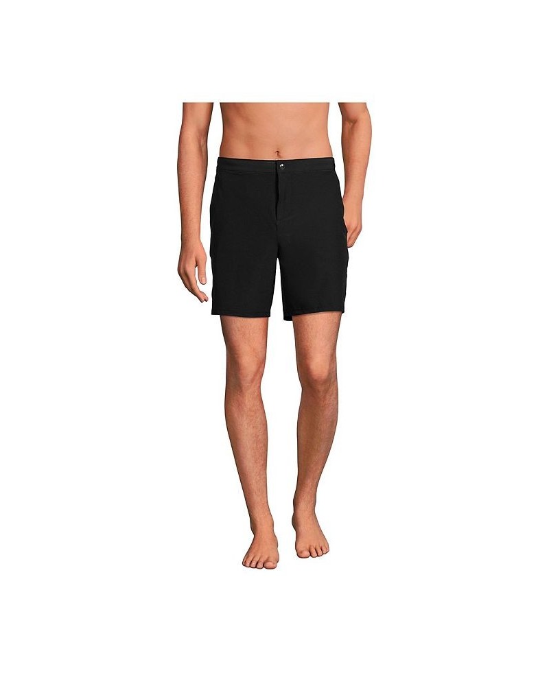 Men's Big Lined 7" Hybrid Swim Shorts Black $33.58 Swimsuits