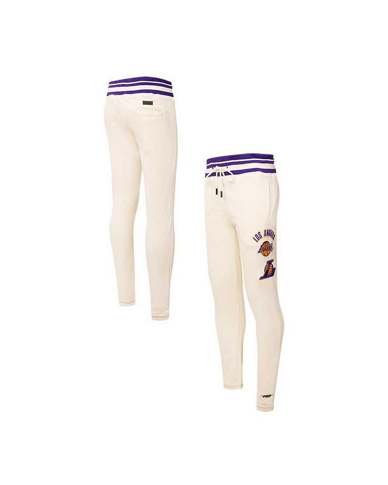 Men's Cream Los Angeles Lakers Retro Classic Fleece Sweatpants $61.00 Pants