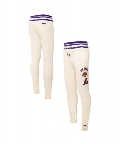 Men's Cream Los Angeles Lakers Retro Classic Fleece Sweatpants $61.00 Pants