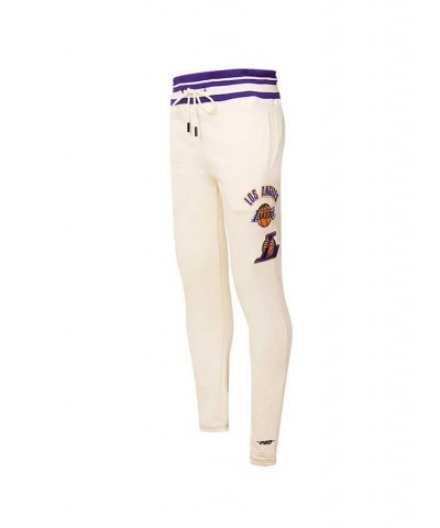 Men's Cream Los Angeles Lakers Retro Classic Fleece Sweatpants $61.00 Pants