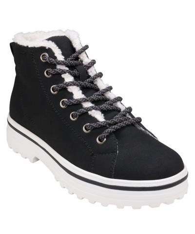 Women's Justine Lace-up Booties Black $43.00 Shoes