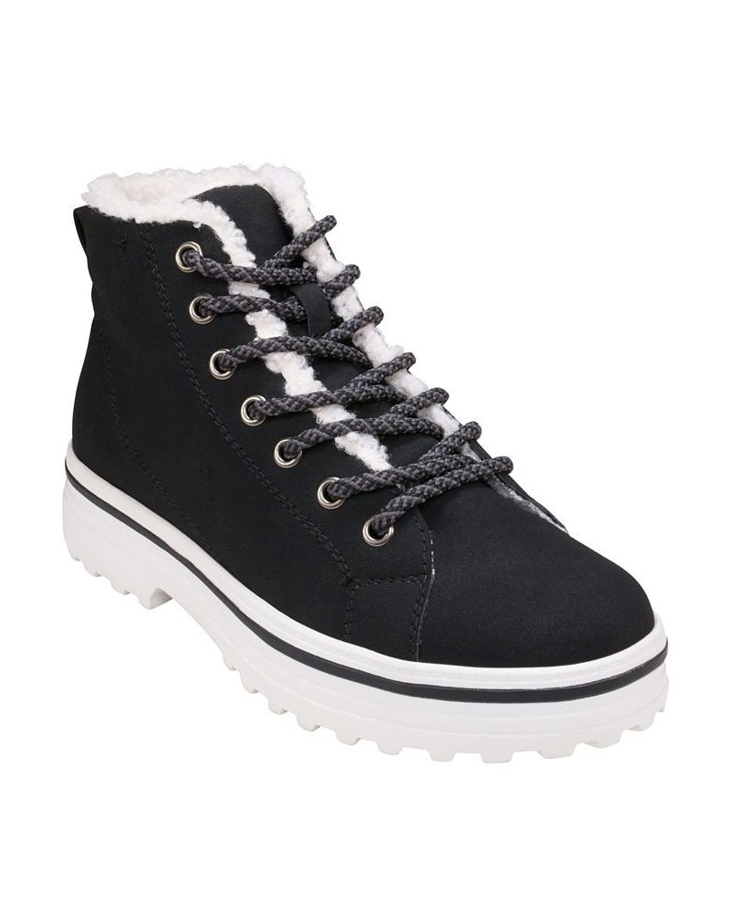 Women's Justine Lace-up Booties Black $43.00 Shoes