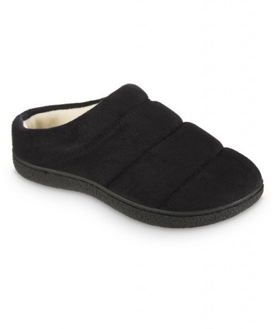 Women's Microsuede Puffer Comfort Hoodback Slippers Black $11.96 Shoes