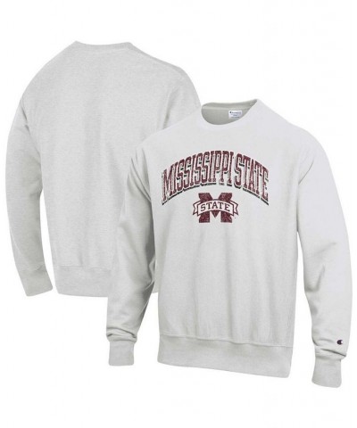 Men's Gray Mississippi State Bulldogs Arch Over Logo Reverse Weave Pullover Sweatshirt $30.36 Sweatshirt