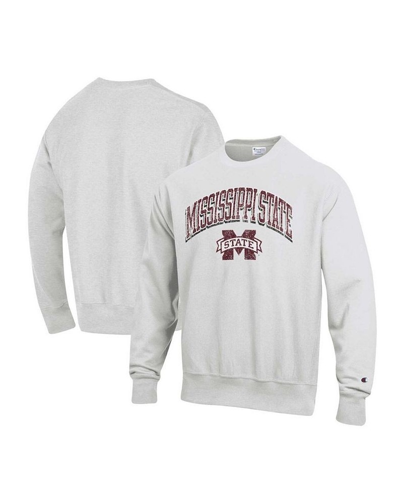 Men's Gray Mississippi State Bulldogs Arch Over Logo Reverse Weave Pullover Sweatshirt $30.36 Sweatshirt