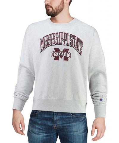 Men's Gray Mississippi State Bulldogs Arch Over Logo Reverse Weave Pullover Sweatshirt $30.36 Sweatshirt