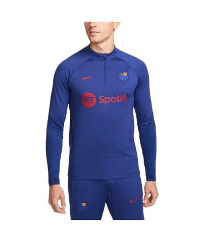 Men's Blue Barcelona Strike Drill Performance Quarter-Zip Raglan Long Sleeve Top $39.90 Tops