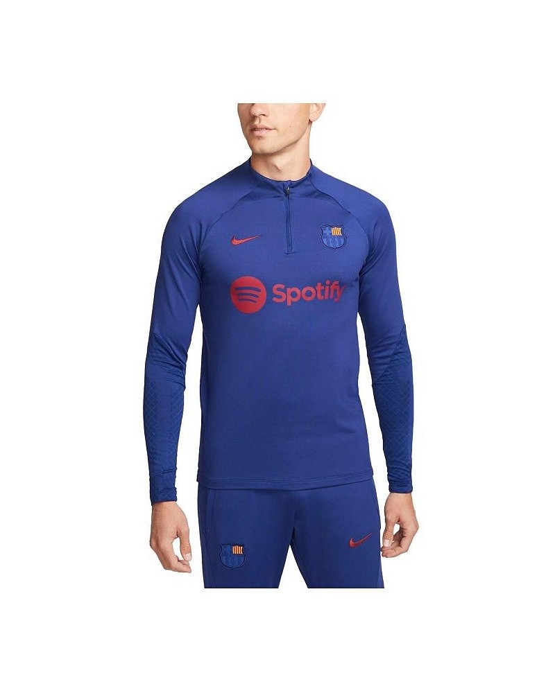 Men's Blue Barcelona Strike Drill Performance Quarter-Zip Raglan Long Sleeve Top $39.90 Tops