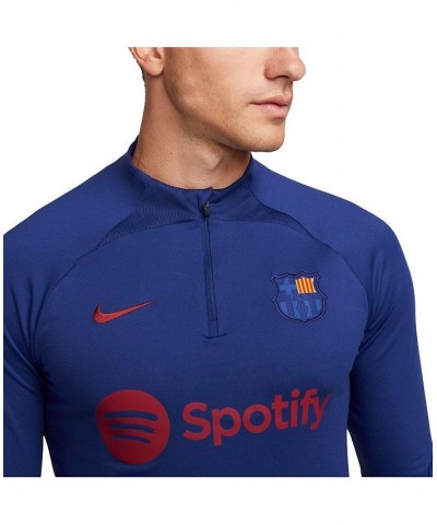 Men's Blue Barcelona Strike Drill Performance Quarter-Zip Raglan Long Sleeve Top $39.90 Tops