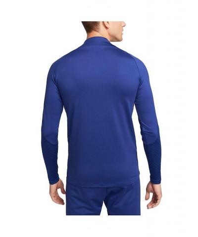 Men's Blue Barcelona Strike Drill Performance Quarter-Zip Raglan Long Sleeve Top $39.90 Tops