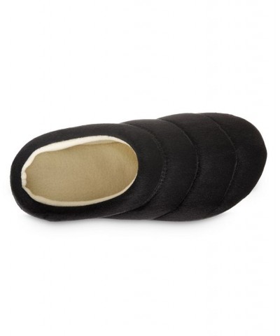 Women's Microsuede Puffer Comfort Hoodback Slippers Black $11.96 Shoes