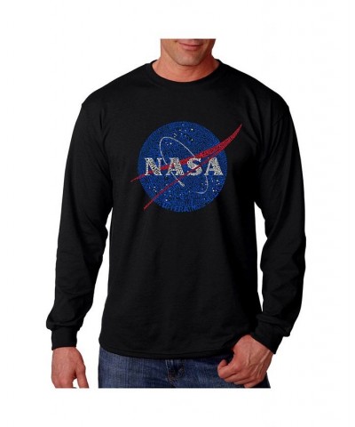 Men's Word Art Long Sleeve T-Shirt- Nasa Meatball Logo Black $23.19 T-Shirts