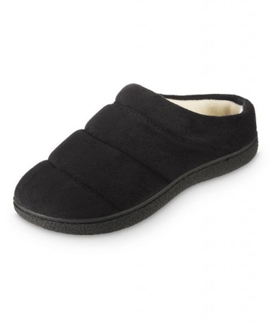 Women's Microsuede Puffer Comfort Hoodback Slippers Black $11.96 Shoes