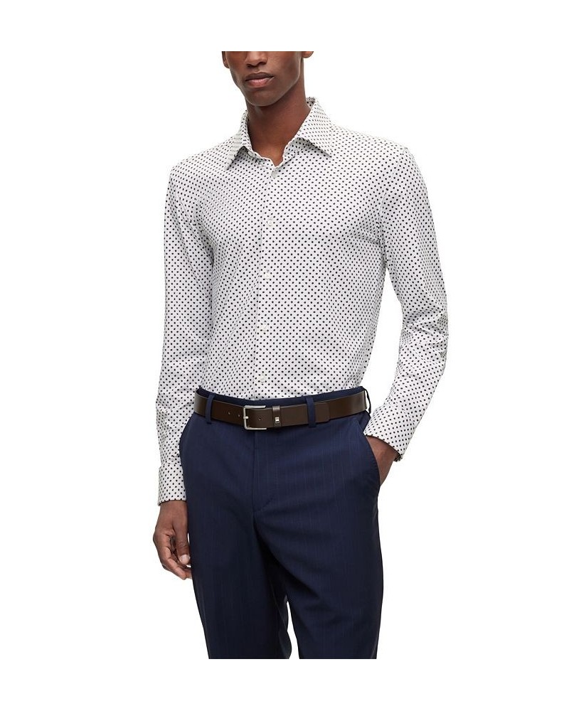 BOSS by Men's Printed Performance-Stretch Jersey Slim-Fit Dress Shirt Brown $53.28 Dress Shirts