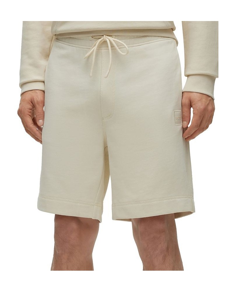 BOSS Men's Drawstring Shorts in French Terry Cotton with Logo Patch Tan/Beige $43.20 Shorts