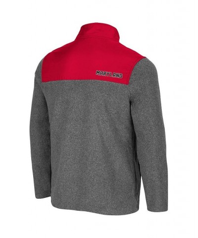 Men's Heathered Charcoal, Red Maryland Terrapins Huff Snap Pullover Sweatshirt $30.00 Sweatshirt